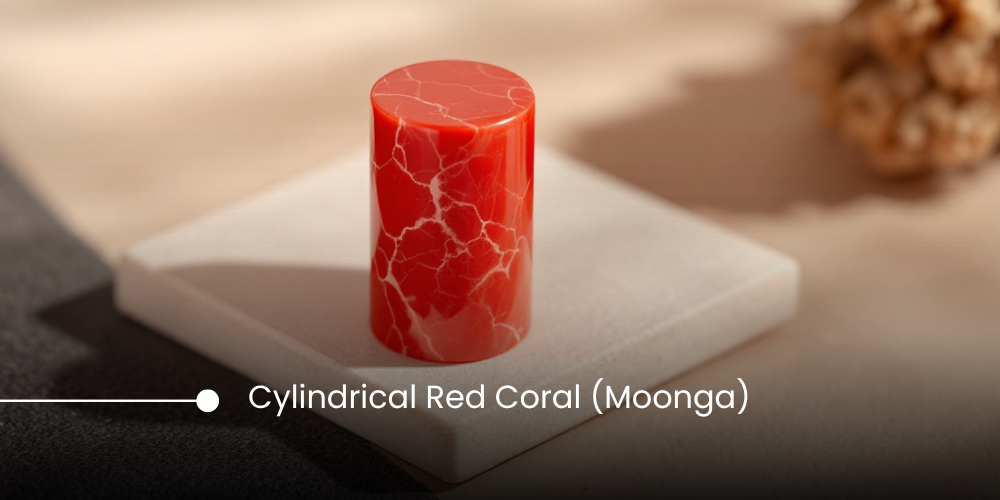 Certified 7.25 Ratti Cylindrical Red Coral (Moonga)